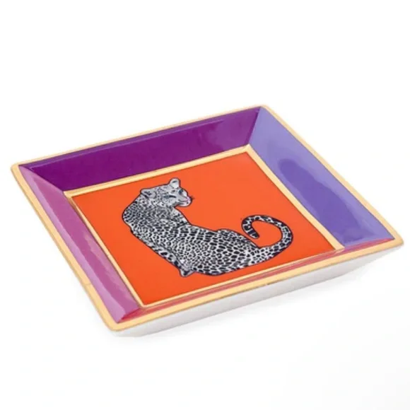 Jonathan Adler Safari Trinket Square Tray CHEETAH LEOPARD w/original box - Picture 4 of 5